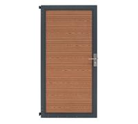 Kit Clôture Portillon Verouillable en Composite Brun 100 x 180 cm Cadre Métal