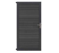 Kit Clôture Portillon en Bois Composite Gris 180 H x 90 cm L, Cadre en Aluminium Lames à Emboîter Texture Bois Reversible PVC Brise-Vue Extérieur Jardin Mur d'Intimité Porte Verouillable