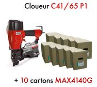 Kit Cloueur sabot C 41/65 P1 + 10 Cartons de 2000 Coils 41 x 40 annelées galva - KIT00786