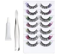 Kit Clusters De Cils | Kit D'extensions De Cils Multicolores 7 Paires - Maquillage des Yeux pour Peau Sensible Fête Ados Filles Soirée Séance Photo