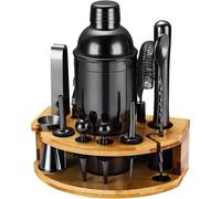 Kit Cocktail 12 Pièces en Acier Inoxydable et Bambou noir Vendos85