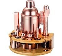 Kit Cocktail 12 Pièces en Acier Inoxydable et Bambou rose