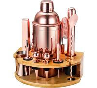 Kit Cocktail 12 Pièces en Acier Inoxydable et Bambou rose Vendos85