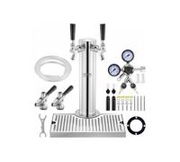 Kit Colonne à Bière à 2 Robinets, Distributeur de Bière Boisson en Acier Inoxydable, Tireuse à Bière avec Régulateur à Double