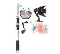 Kit combiné de Moulinet de Canne à pêche télescopique Portable, Ensemble Complet avec Accessoires pour Bateau de pêche en Plein air et pêche au leurre, matériau en métal Carbone,