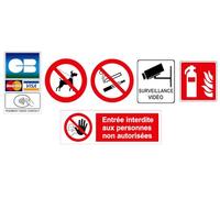 Kit Commerce - 6 stickers Professionnels - Paiement CB Sans Contact, Vidéosurveillance, Interdiction de Fumer, Extincteur, Entrée Interdite - Affichage Commerce et Magasin (Stickers)