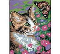 Kit compet Canevas - 14x18cm - Chat au papillon - Frab Multicolore G