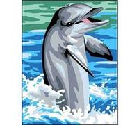 Kit compet Canevas - 14x18cm - Dauphin jeu dans l'eau Multicolore G
