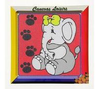 Kit compet Canevas - 15x15cm - Elephant assis - - gros trous spécial débutant Multicolore G