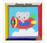 Kit compet Canevas - 15x15cm - Eléphant dans avion - gros trous spécial débutant Multicolore