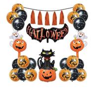 Kit Complet 28 Ballons Halloween - Décoration Festive Chauve-Souris, Fantômes et Citrouille