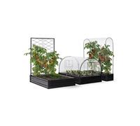 Kit complet 3 bacs métal modulables carrés potager et serre à tomates + treillis + housse