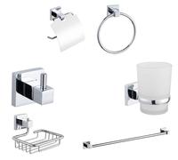 Kit Complet 6 Accessoires Bain Barre Savon Wc Crochet Porte Serviette 03905