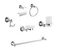 Kit Complet 6 Accessoires Bain Barre Savon Wc Crochet Porte Serviette 03907