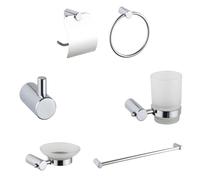 Kit Complet 6 Accessoires Bain Barre Savon Wc Crochet Porte Serviette 03908