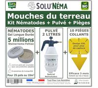 Kit Complet Anti-Mouche du Terreau - 5 Millions Nématodes SF + Pulvérisateur 2L + 10 Pièges Jaunes Collants XXL