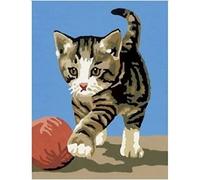 Kit Complet Canevas Chat Qui Joue (030) Mercerie Couture Broderie Enfant Fabrication