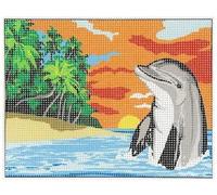 Distrifil Kit Canevas Complet Dauphin BL0500.050 15X20 + 1 Aiguille + Fils 100% Coton + 1 Notice Broderie Couture Loisirs