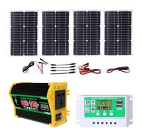 Kit complet d'alimentation solaire 4000 W avec panneau pliable de 100 W et contrôleur 50 A : système d'alimentation hors réseau pour camping et camping-cars (Noir)