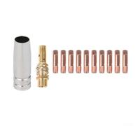 Kit complet de 12 pièces pour soudage MIG avec 10 pointes de soudure 0 8/1 0 mm, 1 buse à gaz et 1 diffuseur de gaz adapté pour les torches AK15 MB15 (0,8 mm)