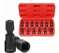 Kit complet de 13 pièces 3/8" pour douilles Torx T8-T70 pour visseuse à percussion réparation automobile avec étui de rangement