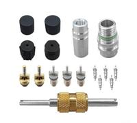 Kit complet de 17 pièces de valve AC pour systèmes R134a avec outils de réparation essentiels