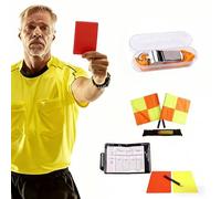 Kit complet de 2 drapeaux d'arbitre de football avec drapeau à carreaux, cartes rouge/jaune, sifflet en acier inoxydable, carnet de bord et sac de rangement, parfait pour les jeux, l'entraînement et