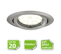 Kit complet de 20 Spots encastrables orientables - Kanlux - GU10 LED 5W blanc froid 6000K