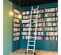 Kit complet de bibliothèque coulissante, système de poulies à échelle roulante (échelle non incluse), rail de guidage en acier au carbone(Telescopic,500cm Kit de piste)