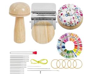 Kit complet de bouchons de chaussettes pour débutants, 14 crochets et 14 aiguilles, fil de 50 couleurs, kit de tricot et de réparation avec accessoires en un, artisanat en tissu nécessaire pour une