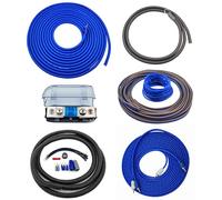 Kit complet de câblage d'amplificateur CCA en cuivre AWG de calibre 8 | Véritable câble 8 AWG pour voiture, sport motorisé, moto, caisson de basses audio, installation d'ampli (câble d'alimentation de