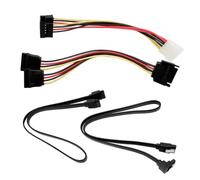 Kit Complet de Câbles SATA III - Câbles de Données et d'Alimentation avec Connecteurs Droits et à 90 Degrés, Adaptateur Répartiteur de Puissance et Adaptateur Molex, Idéal pour SSD et HDD, Noir