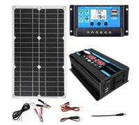 Kit Complet De Capacité Solaire De 400 W - Panneau Étanche De 18 W, Contrôleur De 30 A, Onduleur De 300 W, Deux Ports USB, Coupure Automatique Intelligente, For Camping-car, Cabine, Ferme