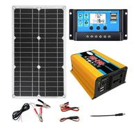 Kit Complet De Capacité Solaire De 400 W - Panneau Étanche De 18 W, Contrôleur De 30 A, Onduleur De 300 W, Deux Ports USB, Coupure Automatique Intelligente, For Camping-car, Cabine, Ferme