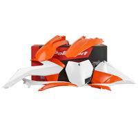 Kit complet de carènes en plastique - Enduro orange blanc Polisport Ktm Exc/e...