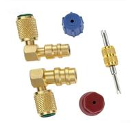Kit complet de conversion R12 à R134a AC avec valves de coupleur rapide à 90 degrés, adaptateurs en laiton haute basse pression et outil de retrait de noyau de valve pour mise à niveau et réparation