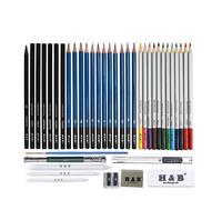 Kit Complet De Crayons De Croquis Pour Artiste, Facile À Transporter, Avec Sac À Fermeture Éclair, 40 Pièces, Hb-Cbpb040