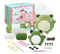 Kit complet de crochet animal pour débutant avec fil, yeux et rembourrage, ensemble de crochets avec accessoires, kit de démarrage idéal pour adultes et, motifs d'animaux faciles inclus