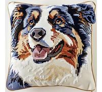 Kit Complet de Crochet pour Coussin Chien animal Broderie Verrouillage Coussin (43X43cm) DIY Coussin à Crocheter Broderie Housse de Coussin pour Débutants,Adultes pour Canapé Décoration D'Intér