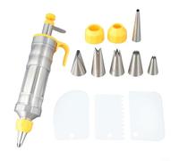 Kit complet de décoration de gâteaux à faire soi-même avec machine à glaçer, plusieurs embouts et grattoirs pour pâtisserie professionnelle et maison (jaune)