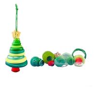 Kit complet de décorations de Noël avec bonhomme de neige, arbre de neige, ange, Père Noël, décoration de vacances et fiançailles en famille (sapin de Noël vert)