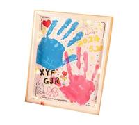 Kit complet de fabrication d'empreintes de mains avec peintures acryliques lavables et cadres en bois pour anniversaire, Saint-Valentin, anniversaire de mariage