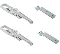 Kit complet de fermeture excentrique galvanisée 210 mm - Fermeture pour mur de bord et caisse, tendeur de levier, 1 à 4 pièces - Accessoires de remorque (2, argenté)