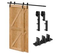 Kit complet de ferrures de porte coulissante Bypass pour 2 portes en bois de 142 cm de large - 304 cm - Noir