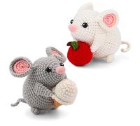 Kit complet de fil à crochet pour débutants avec crochets et enfile-aiguilles pour débutants - Kit de crochet complet en forme de souris pour travaux manuels adulte