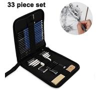Kit Complet De Fournitures Artistiques, Ensemble De Dessin Professionnel Pour Artistes, Comprenant Des Crayons À Croquis En Graphite, Du Fusain, Des Gommes Et Une Trousse De Voyage