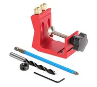 Kit complet de gabarit de poche avec vis, pince et guide de perçage pour bricolage du bois (rouge)