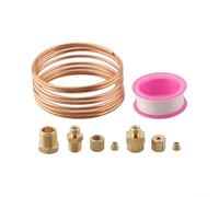 Kit complet de manomètre d'huile de 182,9 cm, tube en cuivre avec raccords filetés en laiton pour manomètre mécanique NPT de 1/8" et 1/4"