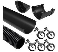 Kit complet de mini gouttière pour abri de jardin avec support de gouttière et tuyau de descente flexible (5,5 m)