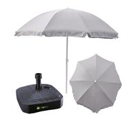 Kit complet de parasol + support de parasol pour le jardin - Matériau : polyester/acier/polypropylène - Couleur : gris - Diamètre : 240 cm - Hauteur : 230 cm - Pied carré - Couleur : anthracite